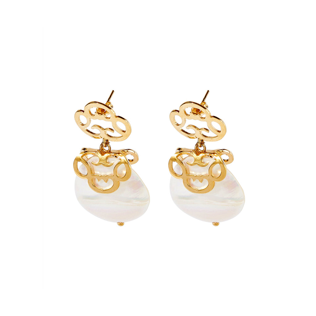 Aretes colección ofrenda de amor c/n madre perla