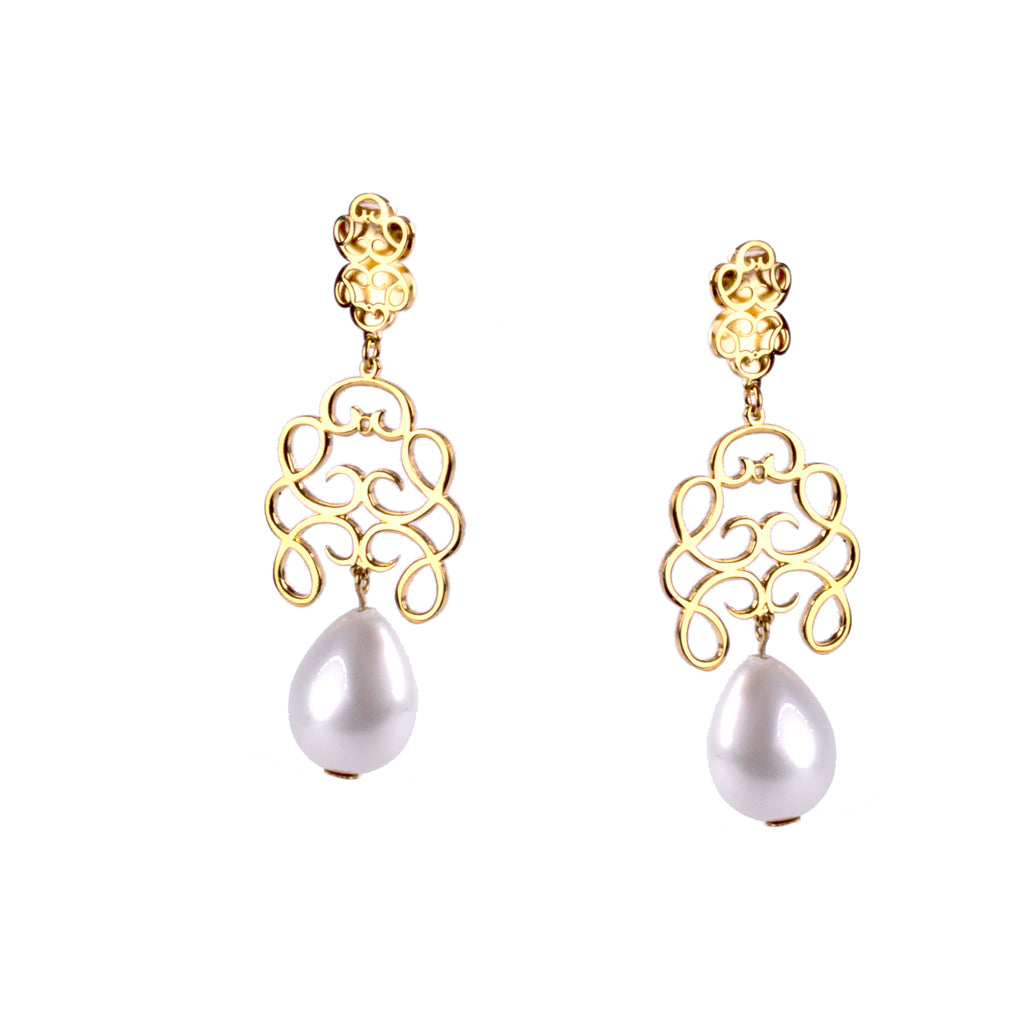 Aretes colección ofrenda de amor c/n perla gota