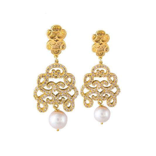 Love offering collection earrings with pearl and zirconium