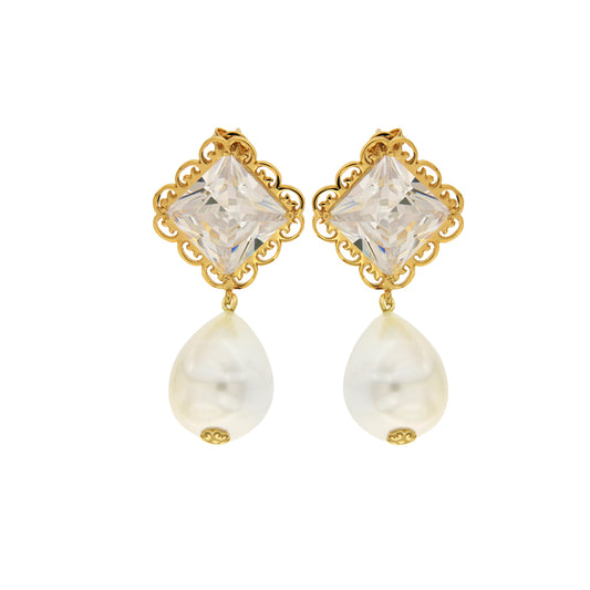 Love offering collection earrings with drop pearl and crystal